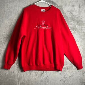 Vintage 90s Nebraska Cornhuskers Graphic Sweatshirt Red Crewneck Size XL